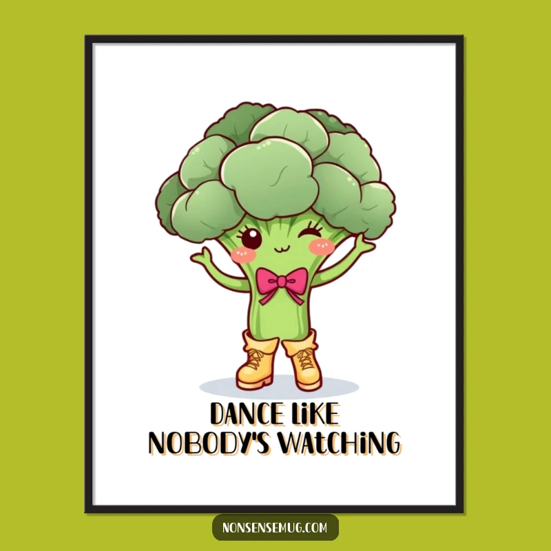 Funny Free Printable Wall Art: Dancing Broccoli - Quirky Downloadable Decor!
