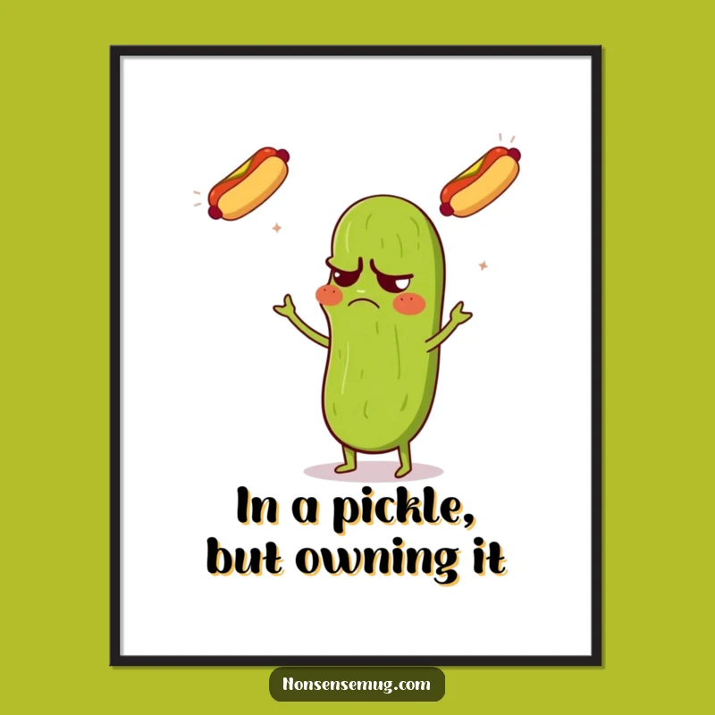 Funny Free Printable Pickle Wall Art - Confused Hot Dog Downloadable Art