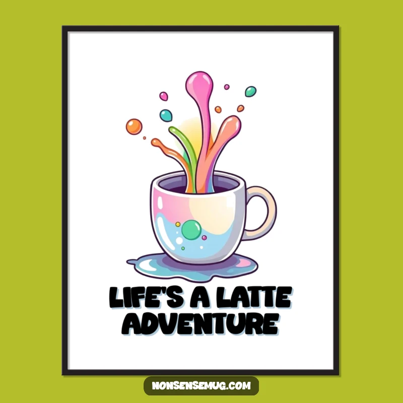 Funny Free Printable Wall Art: Rainbow Coffee Spill Humorous Downloadable Decor