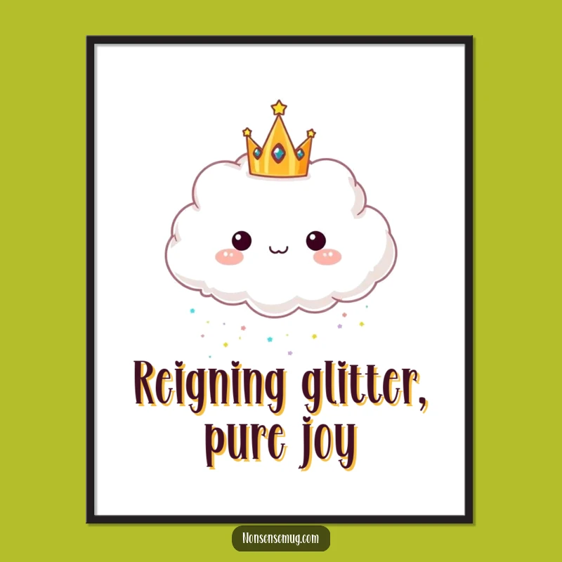 Free Printable Funny Cloud Art - Royal Glitter Rain Downloadable