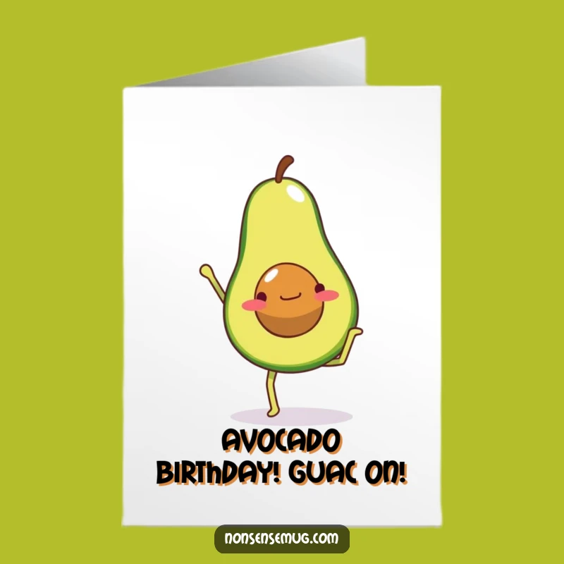 Free Printable Birthday Card: Avocado Handstand Funny Downloadable Gift
