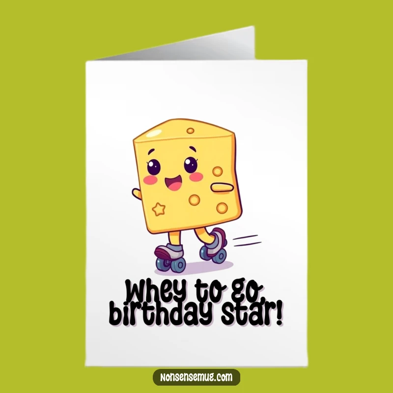 Funny Free Printable Birthday Card: Cheesy Roller Skater Speeds Past - Downloadable Gift!