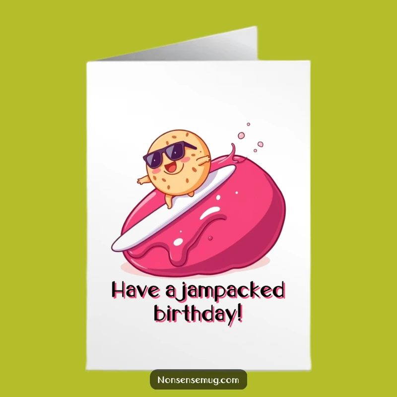 Free Printable Funny Birthday Card: Surfing Bagel Jam Birthday Downloadable Gift