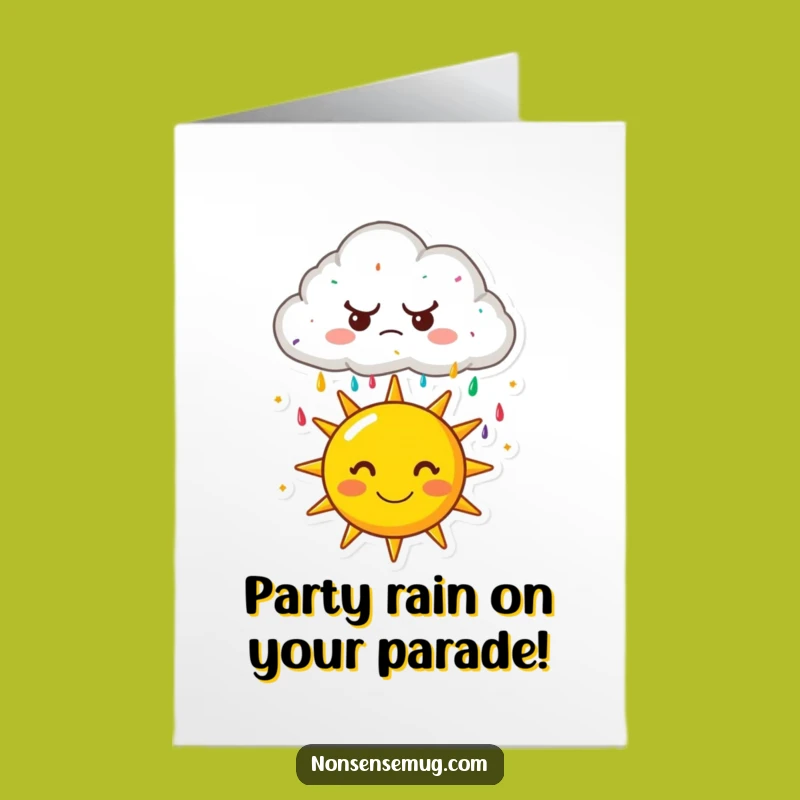 Free Printable Funny Birthday Card: Grumpy Cloud's Sprinkle Surprise - Joyful Downloadable Gift