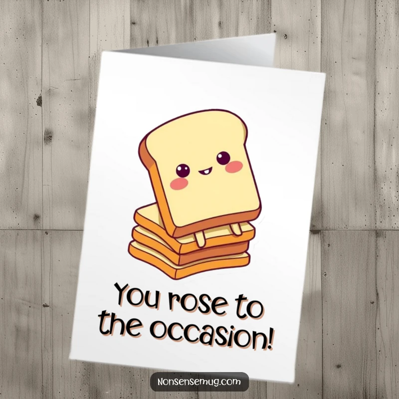 Funny Free Printable Congratulations Card: Toast character humorously falling, a great downloadable gift for any occasion.