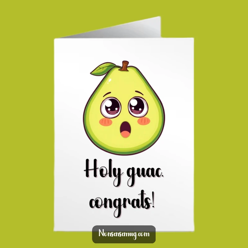 Free Printable Funny Avocado Congrats Card: Goofy Eyes Surprise Downloadable Gift