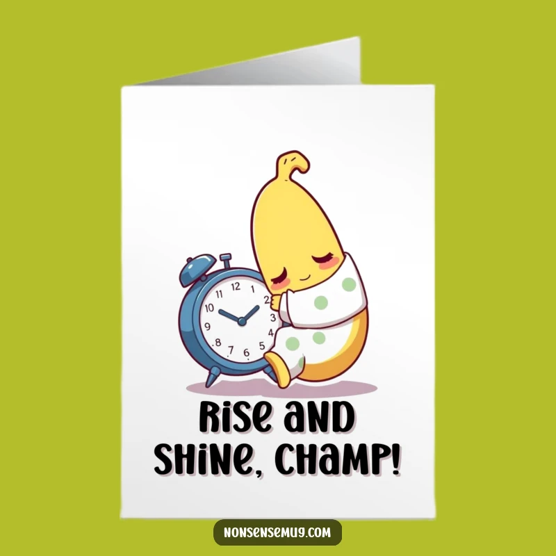 Free Printable Congrats Card: Sleepy Banana's Alarm Struggle, Hilarious Downloadable Gift