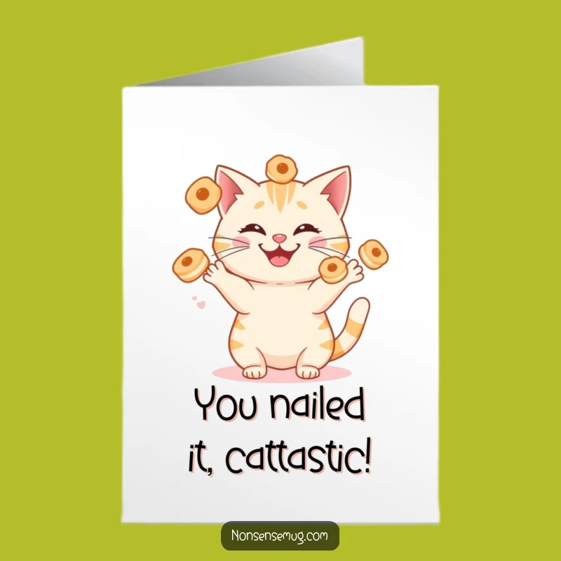 Free Printable Juggling Cat Congrats Card - Hilarious Downloadable Gift for Celebration