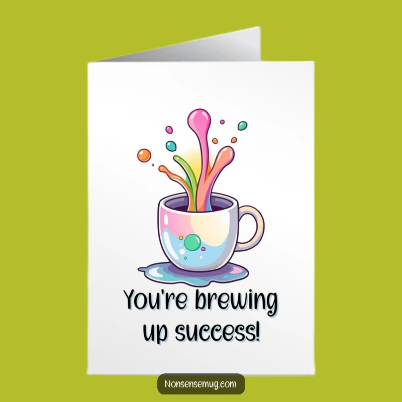 Free Printable Congrats Card: Rainbow Coffee Spill Celebration Downloadable Gift