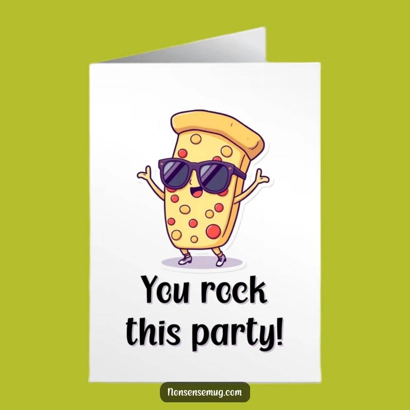 Free Printable Congrats Card: Dancing Pizza Slice, Funny Downloadable Celebration for a Great Win