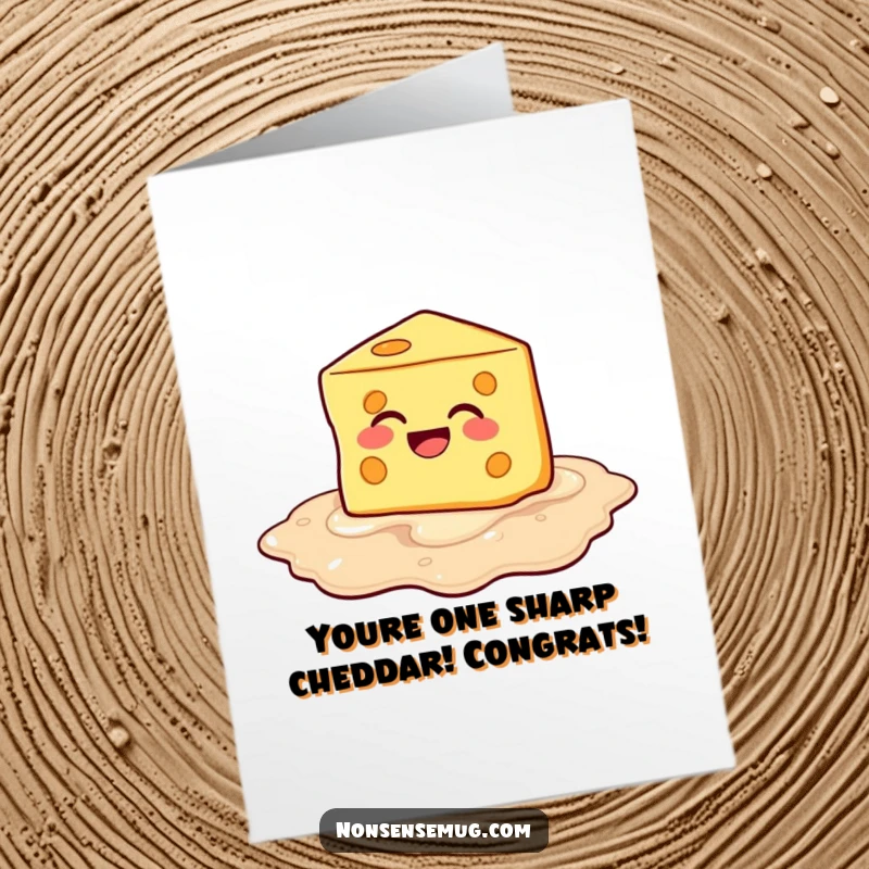 Funny Free Printable Congratulations Card: Cheese melting into laughter, humorously celebrating success.