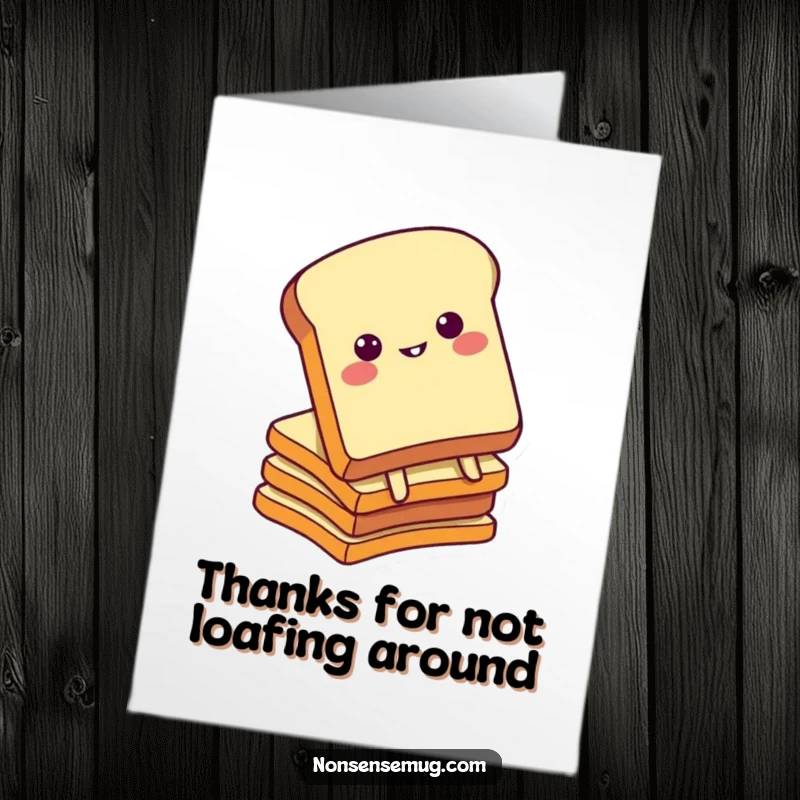 Funny Free Printable Thank You Card: Toast character's comical fall shows appreciation, a unique downloadable gift.