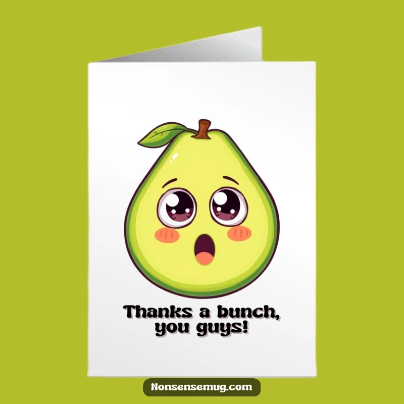 Free Printable Funny Avocado Thank You Card: Goofy Eyes Surprise Downloadable Gift