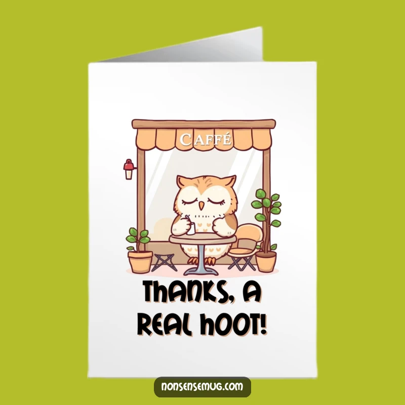 Free Printable Thank You Card: Sleepy Owl Cafe, Downloadable Gratitude