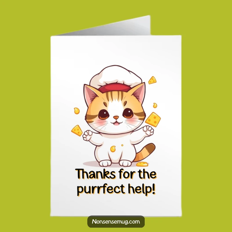 Free Printable Thank You Card: Cat Chef Cheese Funny Downloadable Gift