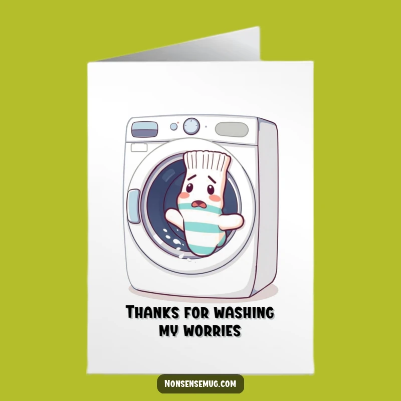 Free Printable Thank You Card: Confused Sock Escaping Washer - Funny Downloadable