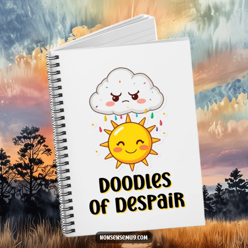 Funny notebook: A grumpy cloud raining colorful sprinkles onto a happy sun. Ideal for journaling, sketching, and doodling.