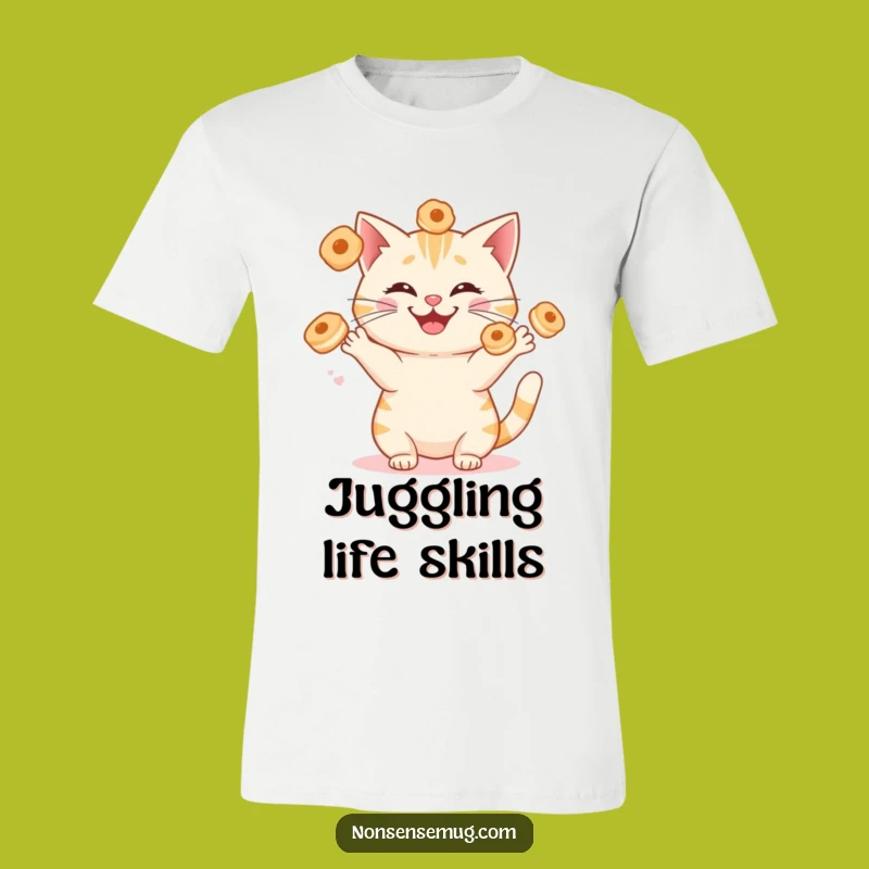 Funny Cat Juggling Pastries T-Shirt - Wear Your Quirky Pet Love Hilariously!