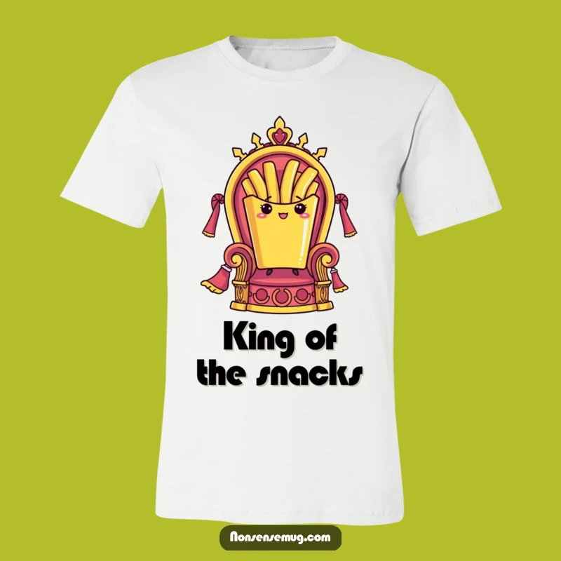 Funny French Fry T-Shirt: Royal Fry on Throne, Comical Foodie Statement Tee