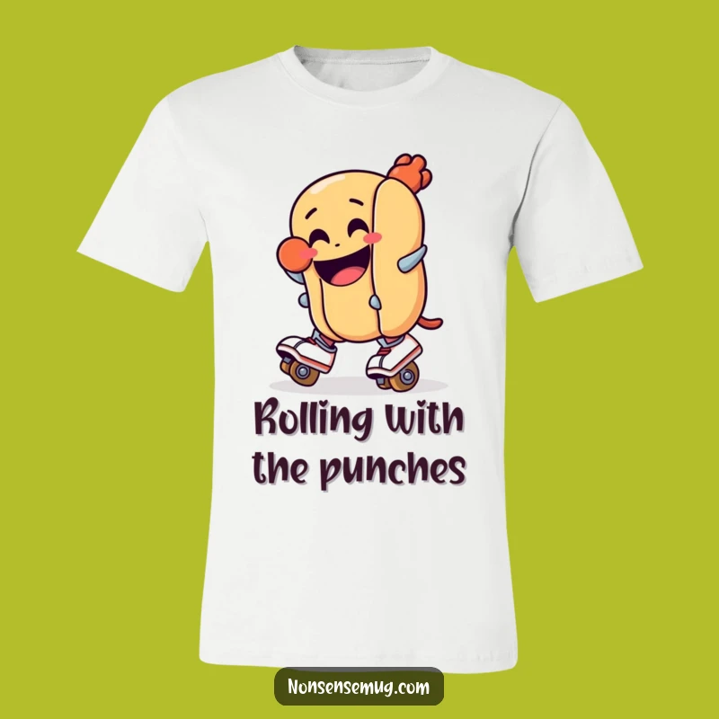 Funny Hot Dog Roller Skate T-Shirt - Absurd Cartoon Apparel for a Good Laugh