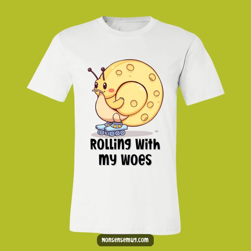 Funny Snail Cheese T-Shirt: Roller Skating Slowpoke with Giant Wheel, Ideal Fun Gift