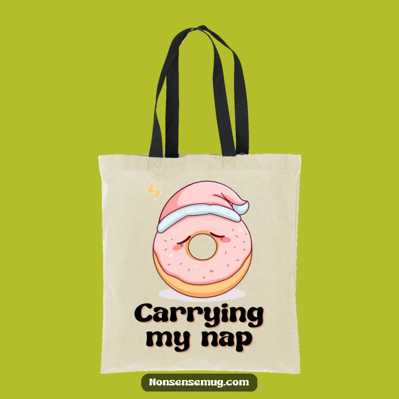 Funny Sleepy Donut Tote Bag - Snoring Pastry Daily Carry Gift