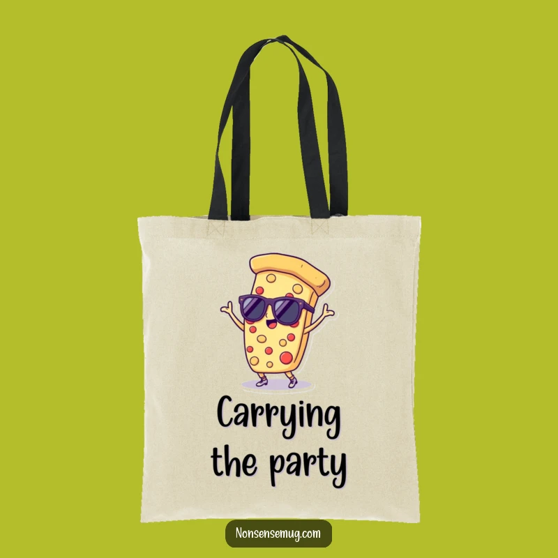 Funny Pizza Tote Bag: Dancing Pizza Slice with Sunglasses, Stylish & Humorous Accessory
