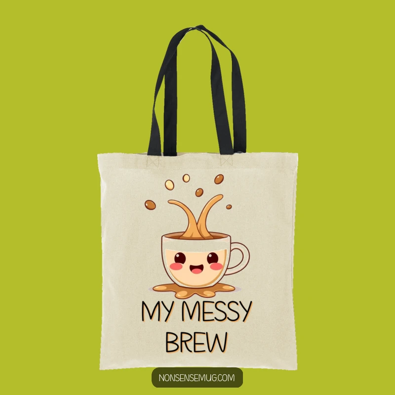 Funny Coffee Spill Tote Bag: Chic Character Carry-All Accessory