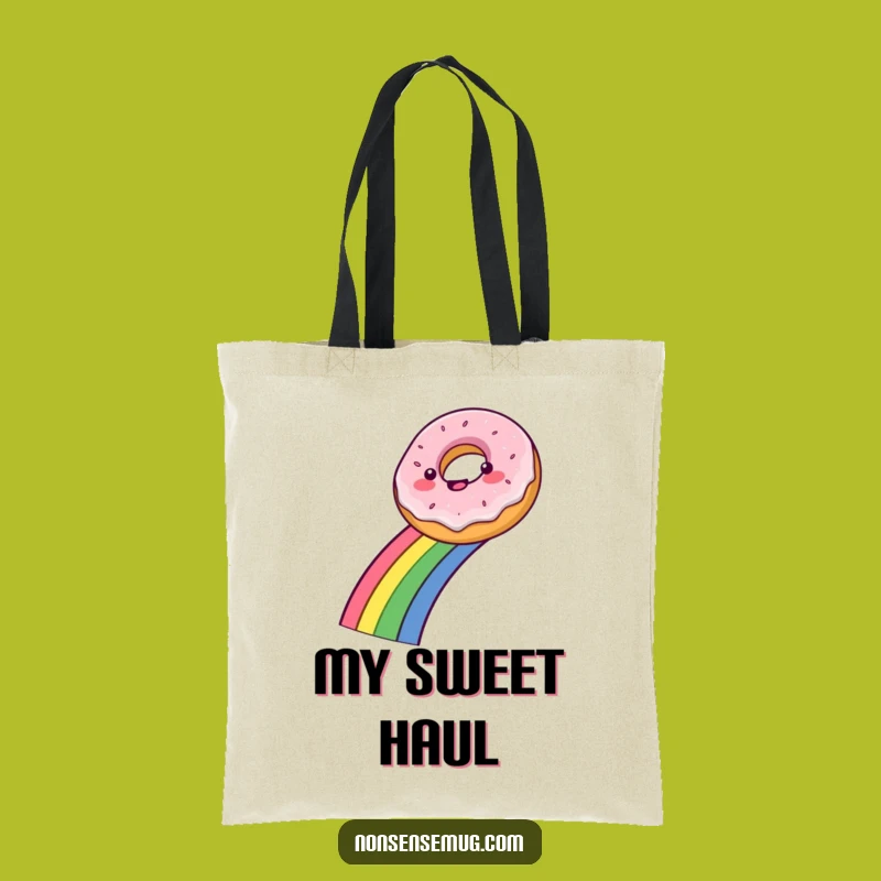 Funny Donut Rainbow Slide Tote Bag: Carry Your Sweetest Style