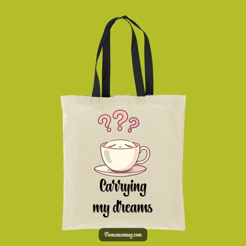 Funny Sleeping Teacup Question Mark Tote Bag - Carry Your Laughs in Style