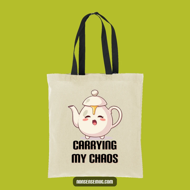Funny Teapot Self-Pour Tote Bag: Aggressive Pouring Action, Chic Humor Gift