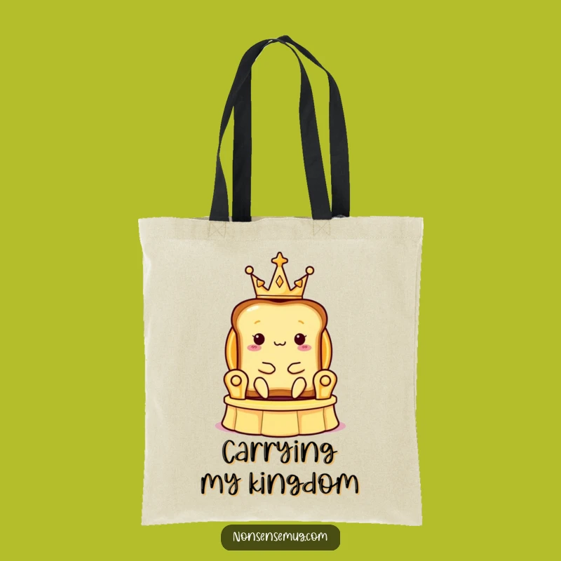 Funny Toast Crown Tote Bag: Royal Breakfast Carryall - Practical & Funny Gift