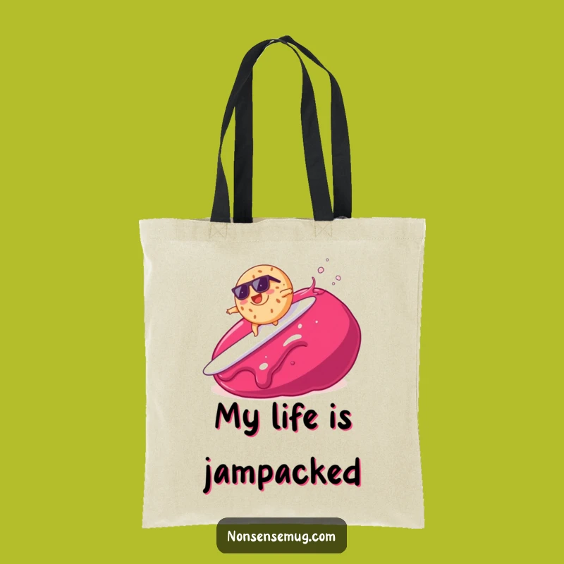 Funny Bagel Surfing Jam Tote Bag - Carry Your Breakfast Fun Anywhere